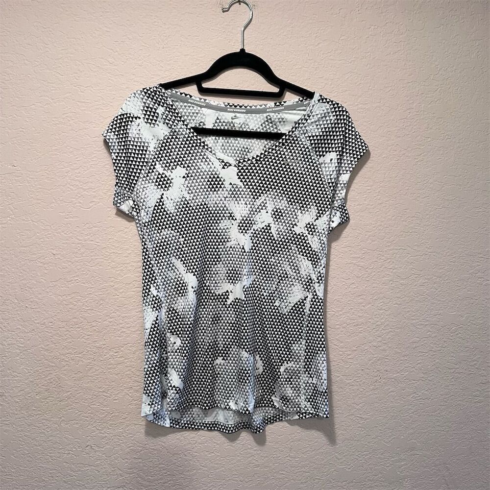 Nike M Dri-FIT Miler‎ Running T-Shirt Geometric Floral - Picture 2 of 7